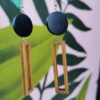 Wood Geometric Drop Earrings - Image 4