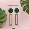 Wood Geometric Drop Earrings - Image 3