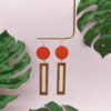 Wood Geometric Drop Earrings