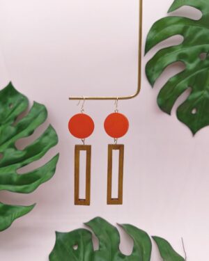 Wood Geometric Drop Earrings