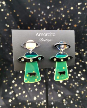 Acrylic Neon UFO Earrings