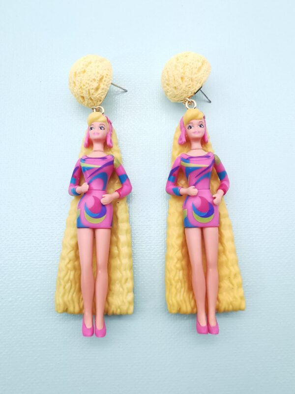 Handmade Barbie Doll Earrings - Total Hair Barbie - Image 15