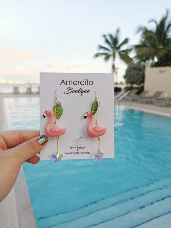 Handmade Flamingo Earrings - Image 6
