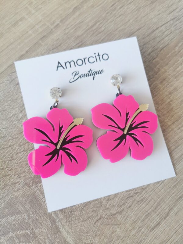 Acrylic Hibiscus Drop Earrings