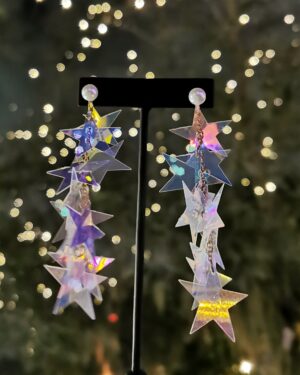 Moon Light Dual Color Stars Drop Earring