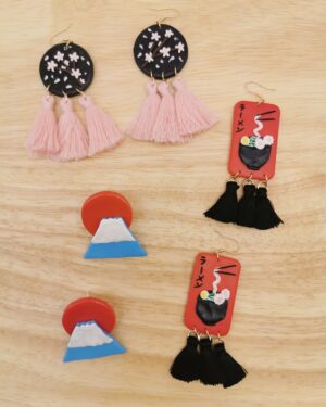 Handmade Polymer Clay Earrings -  Japanese Culture Inspiration