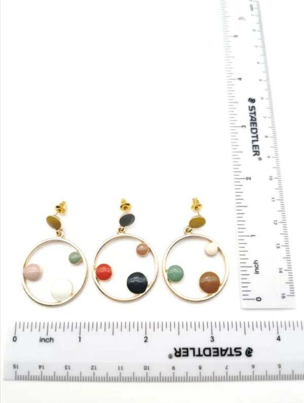 Dots in Circle Enamel Earrings - Image 4