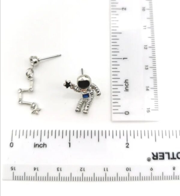 Asymmetric Astronaut Stud Earrings - Image 3