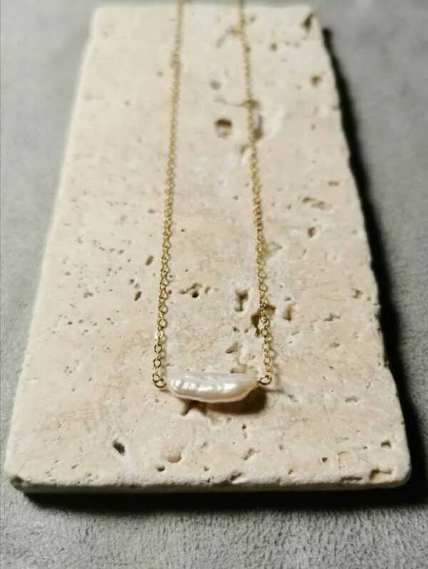 Handmade Pearl Necklace - Sterling Silver + Gold Plated - Image 5
