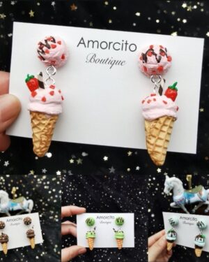 Handmade Polymer Clay Ice Cream Earrings