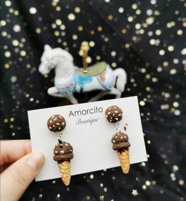 Handmade Polymer Clay Ice Cream Earrings - Image 4