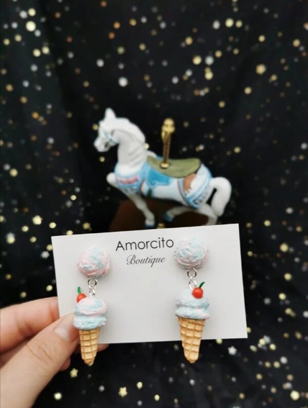 Handmade Polymer Clay Ice Cream Earrings - Image 5