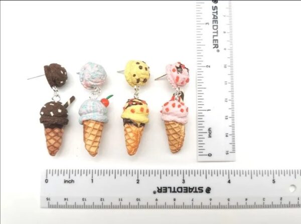Handmade Polymer Clay Ice Cream Earrings - Image 11
