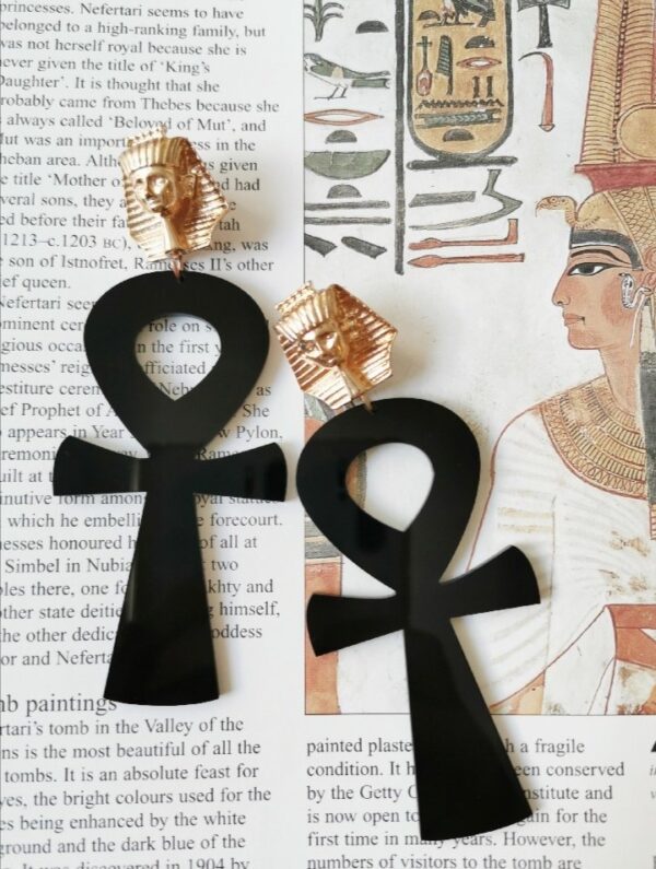 The Ankh Egyptian Cross Pharaoh Drop Earrings