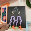 Handmade Polymer Clay Earrings - Neon Jellyfish - Image 5