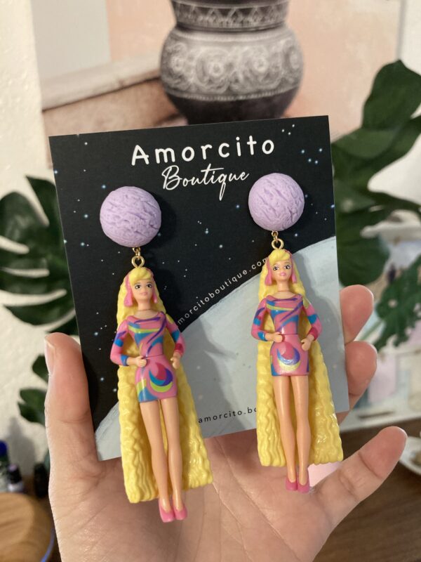 Handmade Barbie Doll Earrings - Total Hair Barbie - Image 8