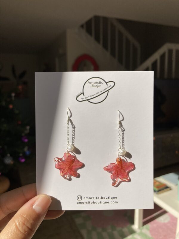 Handmade Real Flower Earrings - Azalea - Image 5