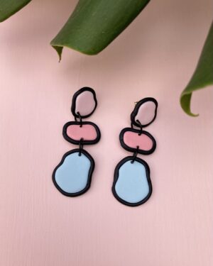 Handmade Polymer Clay Earrings - Pastel Irregular Color Block