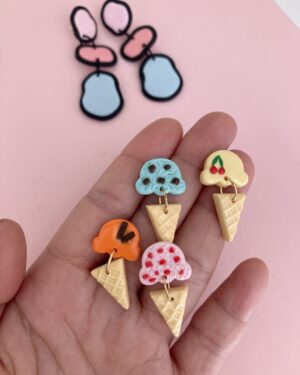 Handmade Polymer Clay - Pastel Ice Cream Cones