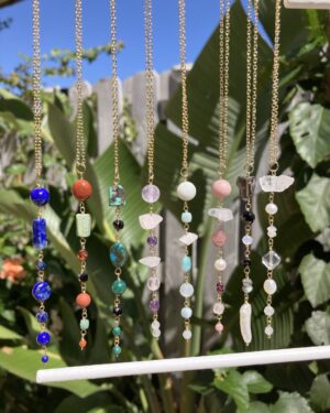 Handmade Y Shape Gemstone Long Necklace