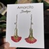 Handmade Real Flower Earrings - Fan Shape Roses - Image 4