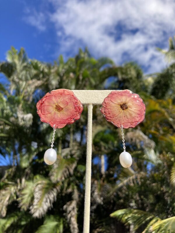 Handmade Real Flower Earrings - Rose - Image 3