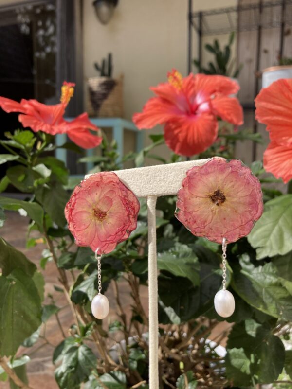 Handmade Real Flower Earrings - Rose - Image 5