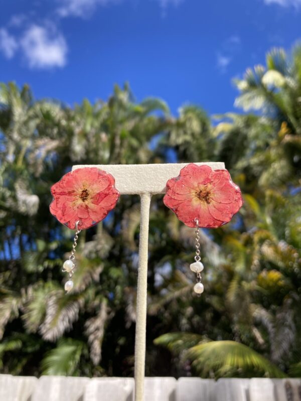 Handmade Real Flower Earrings - Rose - Image 4