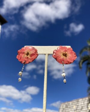 Handmade Real Flower Earrings - Rose