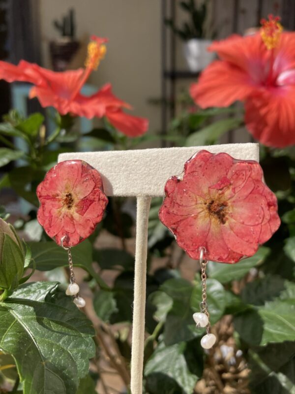 Handmade Real Flower Earrings - Rose - Image 6