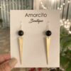 Handmade Boho Geometric Brass Earrings - Black Agate - Image 7