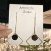 Handmade Boho Geometric Brass Earrings - Black Agate - Image 6