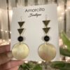 Handmade Boho Geometric Brass Earrings - Black Agate - Image 5