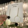 Handmade Boho Geometric Brass Earrings - Black Agate - Image 4