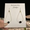 Handmade Boho Geometric Brass Earrings - Black Agate - Image 3