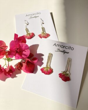 Handmade Real Flower Earrings - Fan Shape Roses