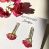 Handmade Real Flower Earrings - Fan Shape Roses - Image 5