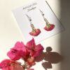 Handmade Real Flower Earrings - Fan Shape Roses - Image 3