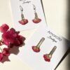 Handmade Real Flower Earrings - Fan Shape Roses - Image 7