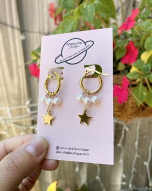 Handmade Pearl Star Earrings