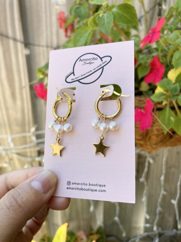 Handmade Pearl Star Earrings