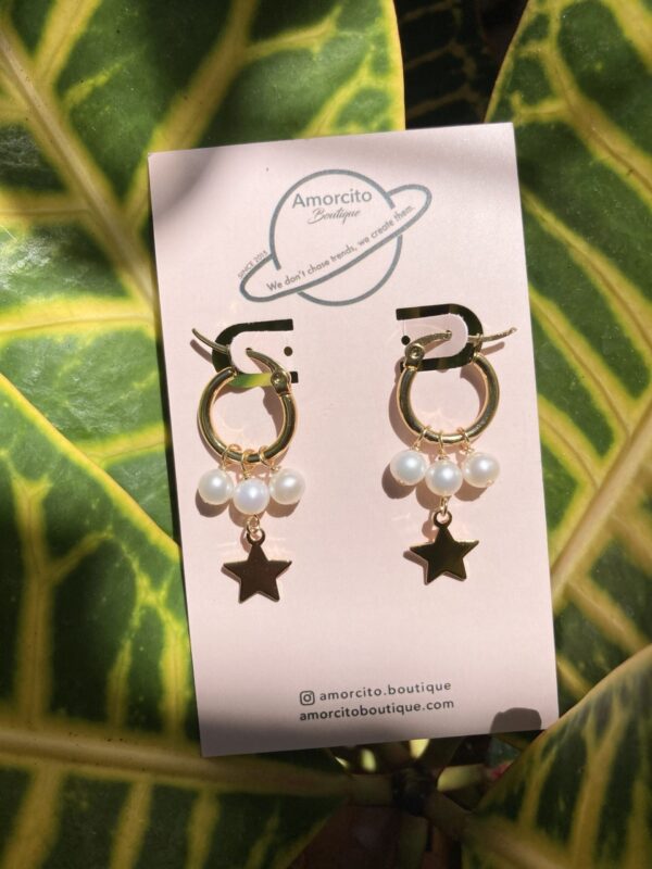 Handmade Pearl Star Earrings - Image 5