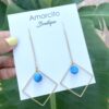 Handmade Boho Geometric Brass Earrings - Apatite - Image 2