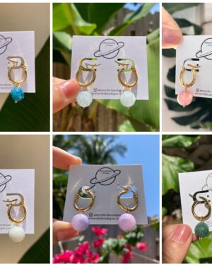 Candy Color Gemstone Hoop Earrings