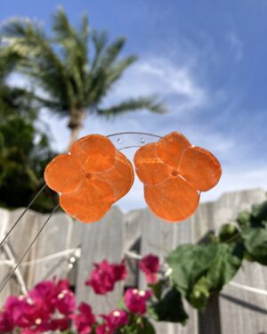 Handmade Real Flower Earrings - Orange Hydrangea Studs