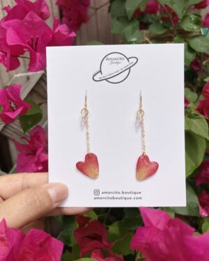 Real Rose Petals Earrings - Heart Shape Petals
