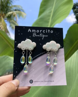 Handmade Polymer Clay - Cloud and Rain Earrings
