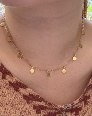 Stainless Steel Choker Necklace - Round Pendants