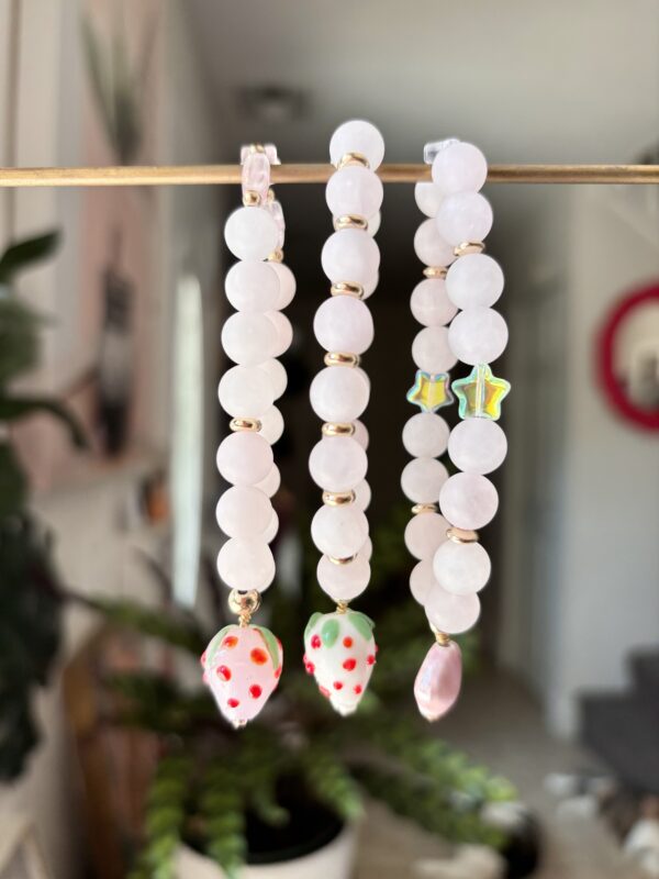 Handmade Gemstone Bracelet - Rose Quartz/Strawberry/Seashell - Image 6