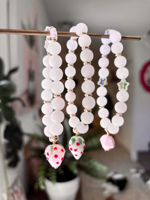 Handmade Gemstone Bracelet - Rose Quartz/Strawberry/Seashell - Image 17